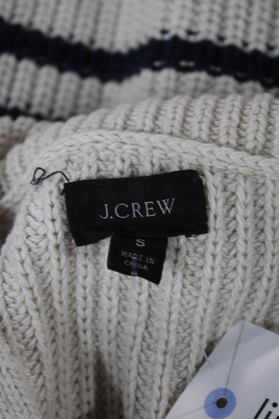 J Crew Women Cardigan Blue Striped Cotton Collared Long Sleeve Size S