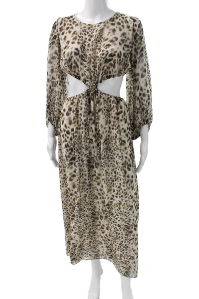 Zara Women Maxi Dress Multicolor Animal Print Long Sleeve Size S