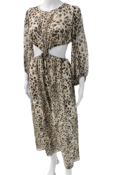 Zara Women Maxi Dress Multicolor Animal Print Long Sleeve Size S