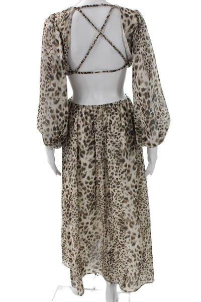 Zara Women Maxi Dress Multicolor Animal Print Long Sleeve Size S