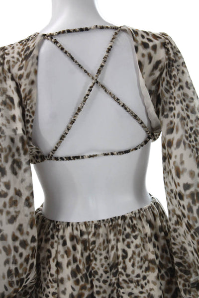 Zara Women Maxi Dress Multicolor Animal Print Long Sleeve Size S