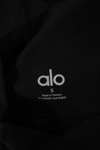 Alo Women Ankle Leggings Black Polyester Blend Pull On Size S