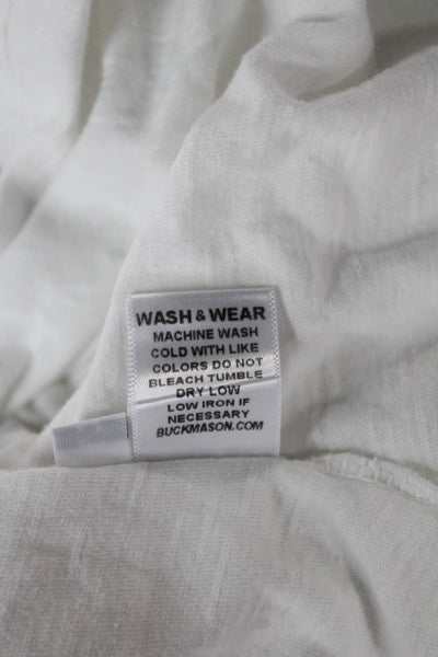 Buck Mason Mens Basic Cotton Long Sleeve Round Neck T-Shirt White Size S