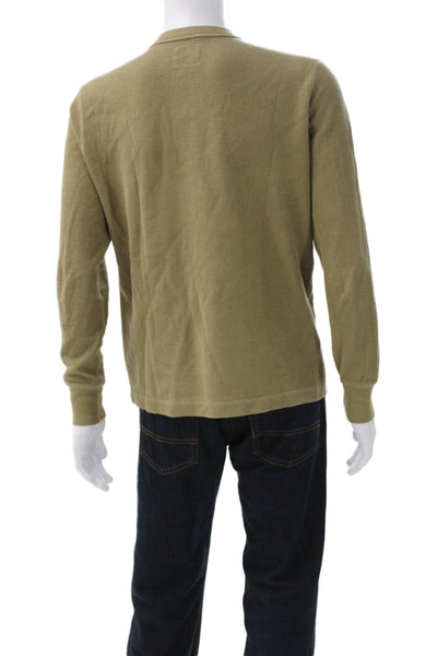 Buck Mason Mens Long Sleeve Henley Basic T-Shirt Green Cotton Size M