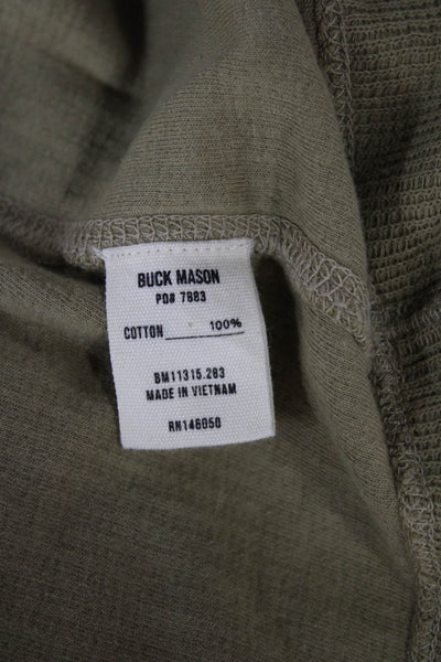 Buck Mason Mens Long Sleeve Henley Basic T-Shirt Green Cotton Size M