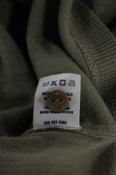 Buck Mason Mens Long Sleeve Henley Basic T-Shirt Green Cotton Size M