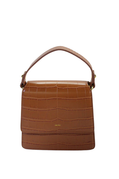 JW Pei Womens Embossed Top Handle Handbag Brown