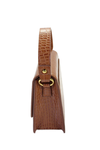 JW Pei Womens Embossed Top Handle Handbag Brown