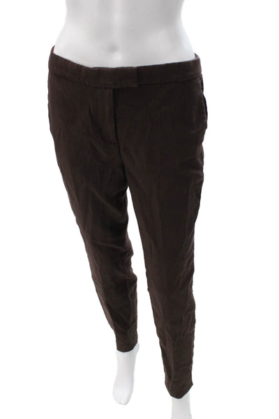 J Crew Women Dress Pants Brown Cotton Blend Zip Solid Fall Size 4