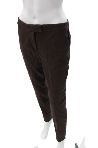 J Crew Women Dress Pants Brown Cotton Blend Zip Solid Fall Size 4