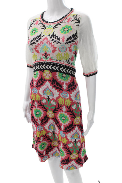 Aldomartins Womens Multicolor Floral Viscose Shift Dress 3/4 Sleeve Size S