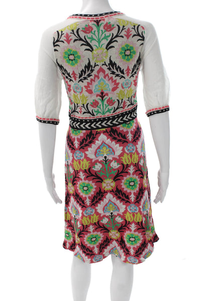 Aldomartins Womens Multicolor Floral Viscose Shift Dress 3/4 Sleeve Size S
