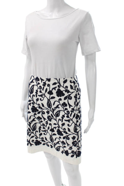 Talbots Womens White Floral Cotton Straight Pencil Skirt Short Petites Size 2