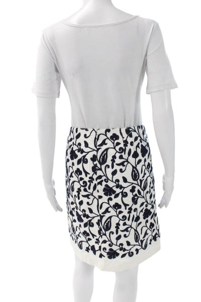 Talbots Womens White Floral Cotton Straight Pencil Skirt Short Petites Size 2