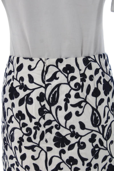 Talbots Womens White Floral Cotton Straight Pencil Skirt Short Petites Size 2
