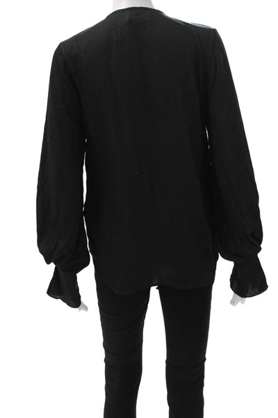 Do & Be Womens Basic Black V-Neck Long Sleeve Polyester Blouse Size S