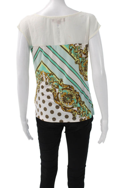 Ellen Tracy Womens Polka Dot Cowl Neck Blouse Sleeveless Multicolor Size XS