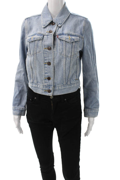 Levis Womens Basic Blue Jacket Long Sleeve Cotton Lyocell Size XS