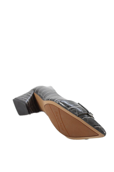 Franco Sarto Women's Leather Pointed Toe Block Heel Pumps Gray Size 7