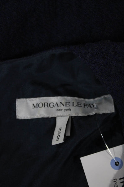 Morgane Le Fay Womens Shift Dress Blue Silk Short Sleeve Round Neck Size S
