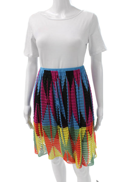 Etro Women Pleated Multicolor Geometric Cotton Short Skirt Size 40