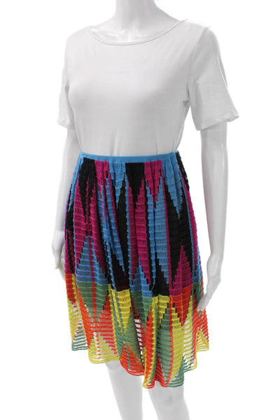 Etro Women Pleated Multicolor Geometric Cotton Short Skirt Size 40