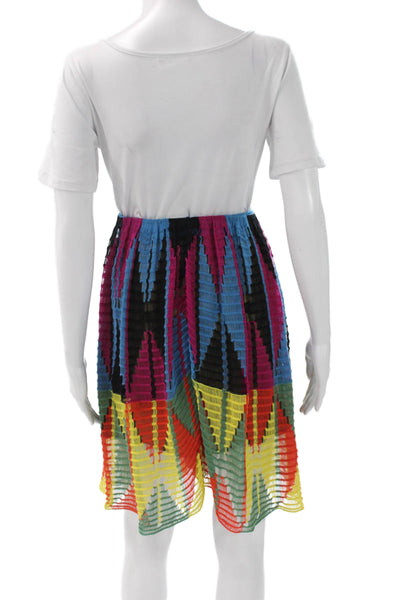 Etro Women Pleated Multicolor Geometric Cotton Short Skirt Size 40