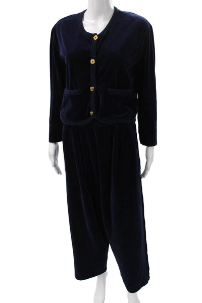 Sonia Rykiel Women Blue Cotton Sweatsuit Long Sleeve Button Size L