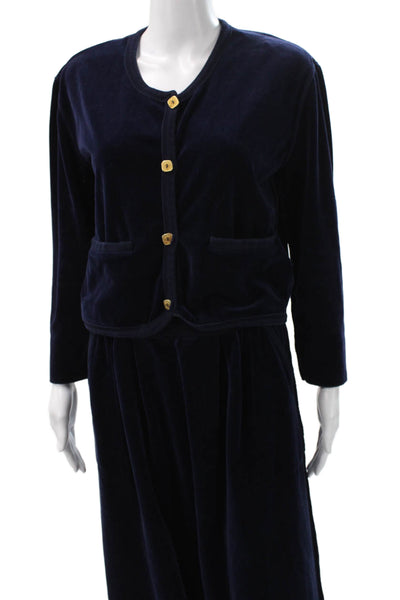 Sonia Rykiel Women Blue Cotton Sweatsuit Long Sleeve Button Size L
