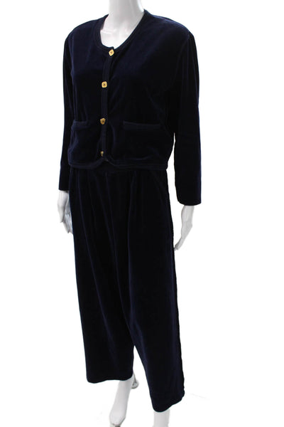 Sonia Rykiel Women Blue Cotton Sweatsuit Long Sleeve Button Size L
