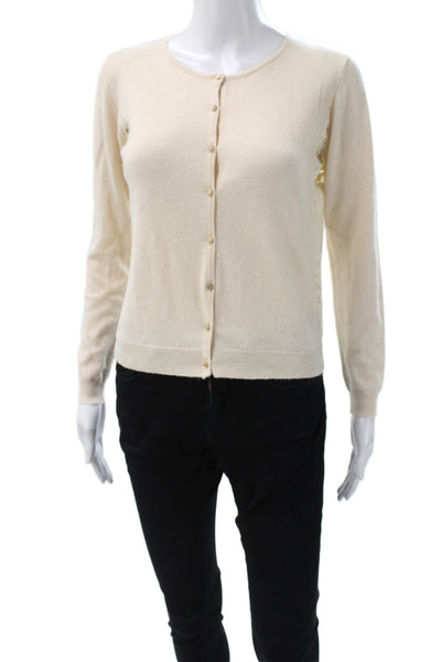 Suncoo Women Cardigan Ivory Long Sleeve Round Neck Polyamide Size 1
