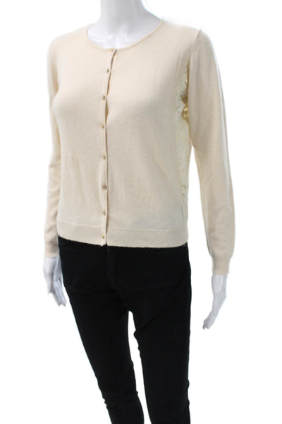 Suncoo Women Cardigan Ivory Long Sleeve Round Neck Polyamide Size 1