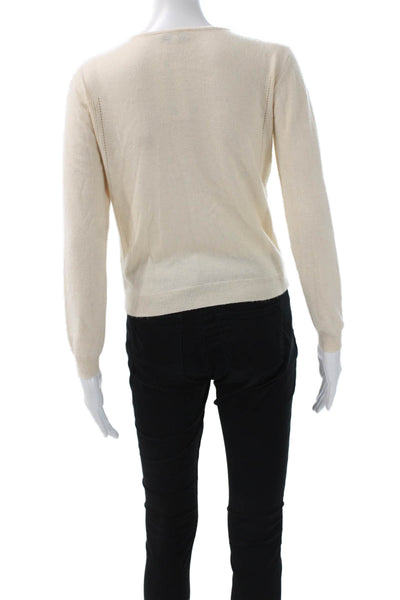 Suncoo Women Cardigan Ivory Long Sleeve Round Neck Polyamide Size 1