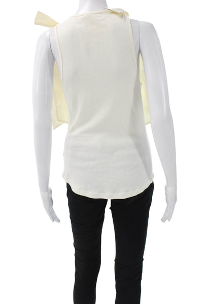 Ulla Johnson Women Basic Cotton Scoop Neck Sleeveless Tank Ivory Size S