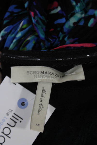 BCBGMAXAZRIA Women Mini Multicolor Off Shoulder Short Sleeve Dress Zip Size XS