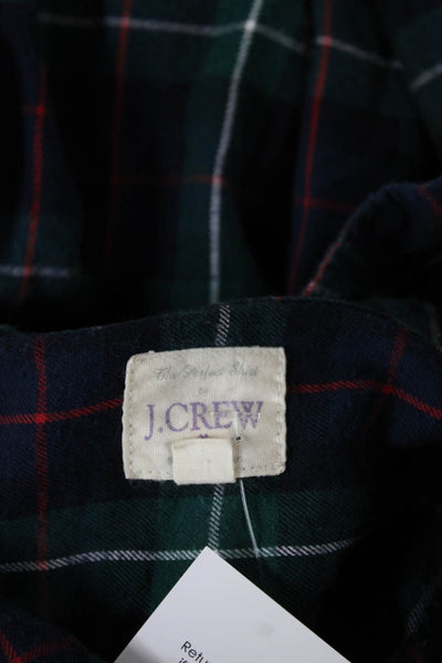 J Crew Womens Green Plaid Cotton Collared Button Up Top Long Sleeve Size S