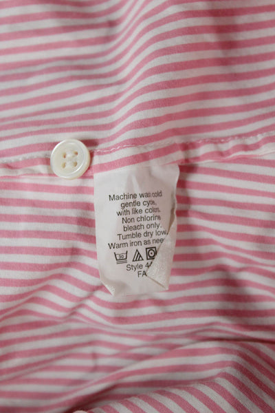J Crew Womens Button Up Collared Striped Pink Long Sleeve Top Size S