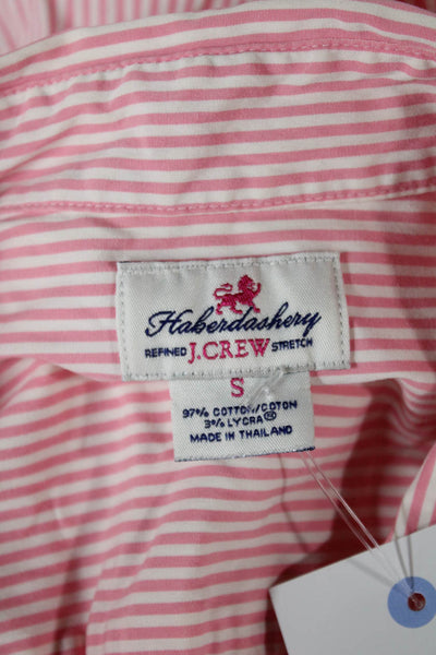 J Crew Womens Button Up Collared Striped Pink Long Sleeve Top Size S