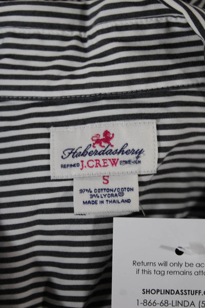 J Crew Womens Striped Collared Button-Up Blouse Black Long Sleeve Size S