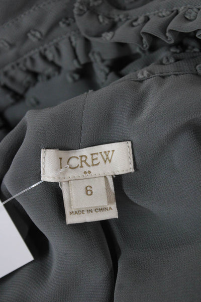 J Crew Women Basic Polka Dot Mock Neck Sleeveless Blouse Gray Size 6
