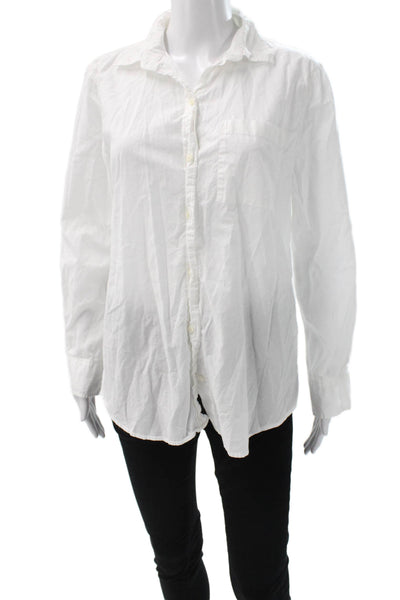 J Crew Womens Collared Button-Up Long Sleeve Cotton Top White Size M