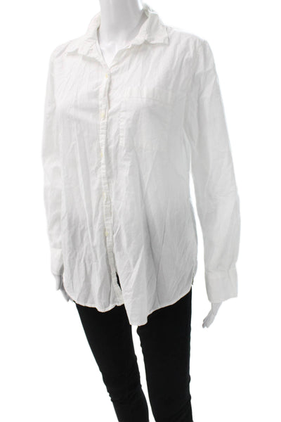 J Crew Womens Collared Button-Up Long Sleeve Cotton Top White Size M