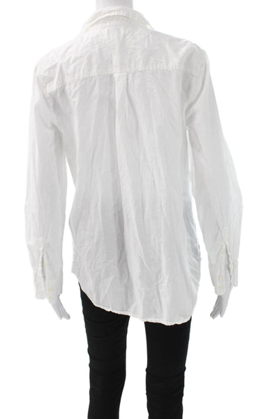 J Crew Womens Collared Button-Up Long Sleeve Cotton Top White Size M