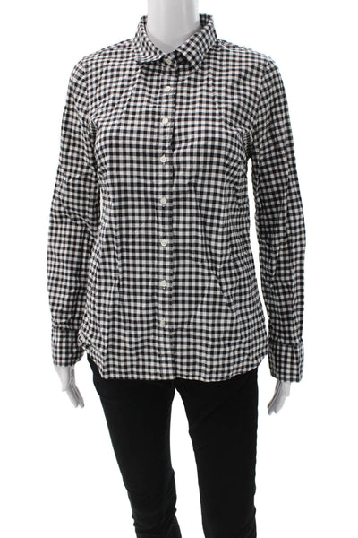 J Crew Womens Basic Collared Checked Cotton Long Sleeve Button-Up Size 6