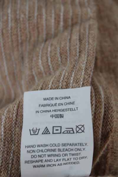 Madewell Women Beige Striped Cotton V-Neck Long Sleeve Cardigan Sweater Size S