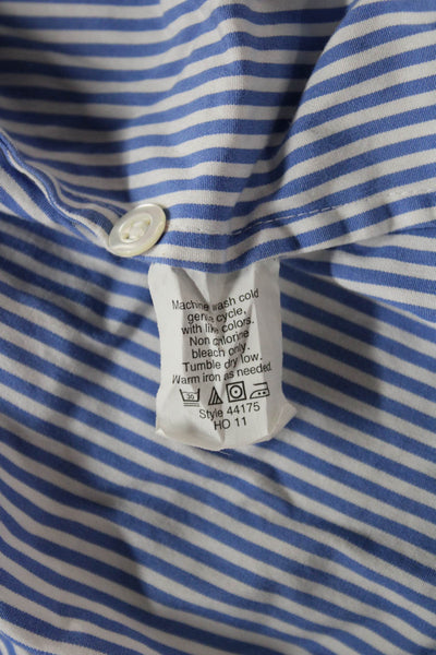 J Crew Womens Striped Collared Basic Button-Up Blue Long Sleeve Size S