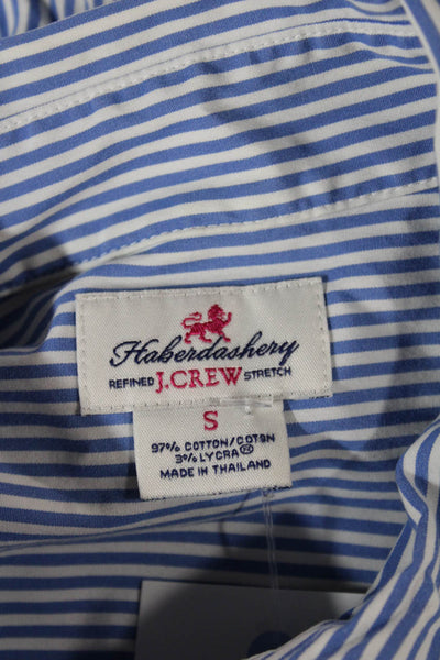 J Crew Womens Striped Collared Basic Button-Up Blue Long Sleeve Size S