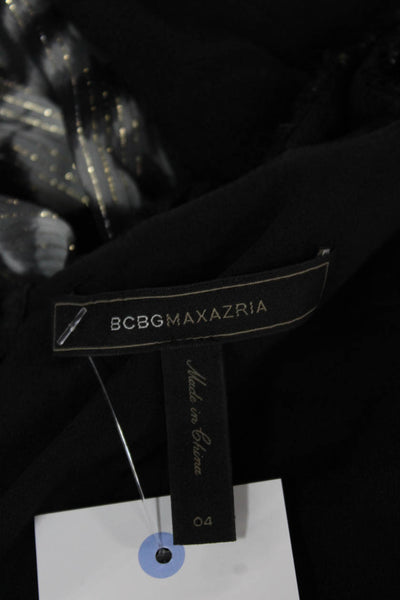 BCBGMAXAZRIA Women Shift Dress Black Silk Animal Print Sleeveless Size 4