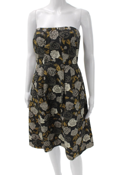 J Crew Womens A-Line Floral Cotton Square Neck Short Sleeveless Dress Zip Size 4