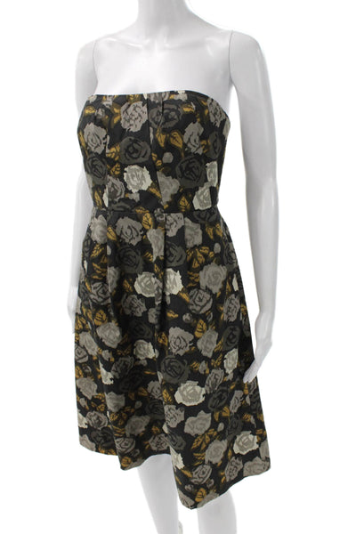 J Crew Womens A-Line Floral Cotton Square Neck Short Sleeveless Dress Zip Size 4